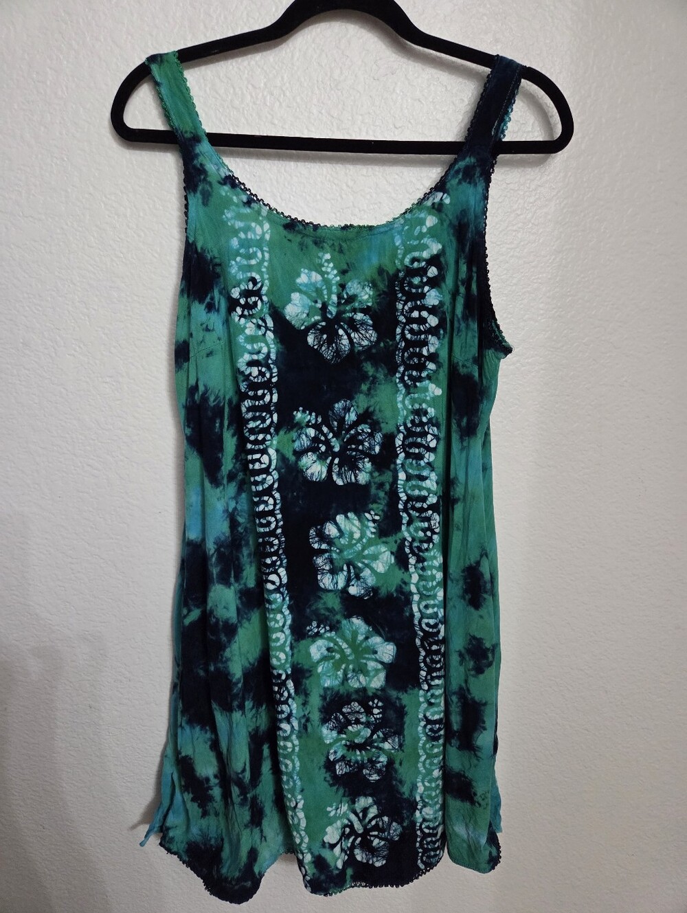Raya Sun Hawaiian Tie Dye Sundress Coverup Women's Size Xlarge Green and Blue